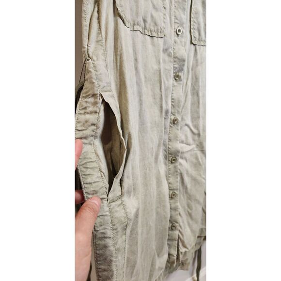 CLOTH & STONE by ANTHROPLOGY Green Chambray Utility Shirtdress sz XS Sleeveless - Picture 5 of 12